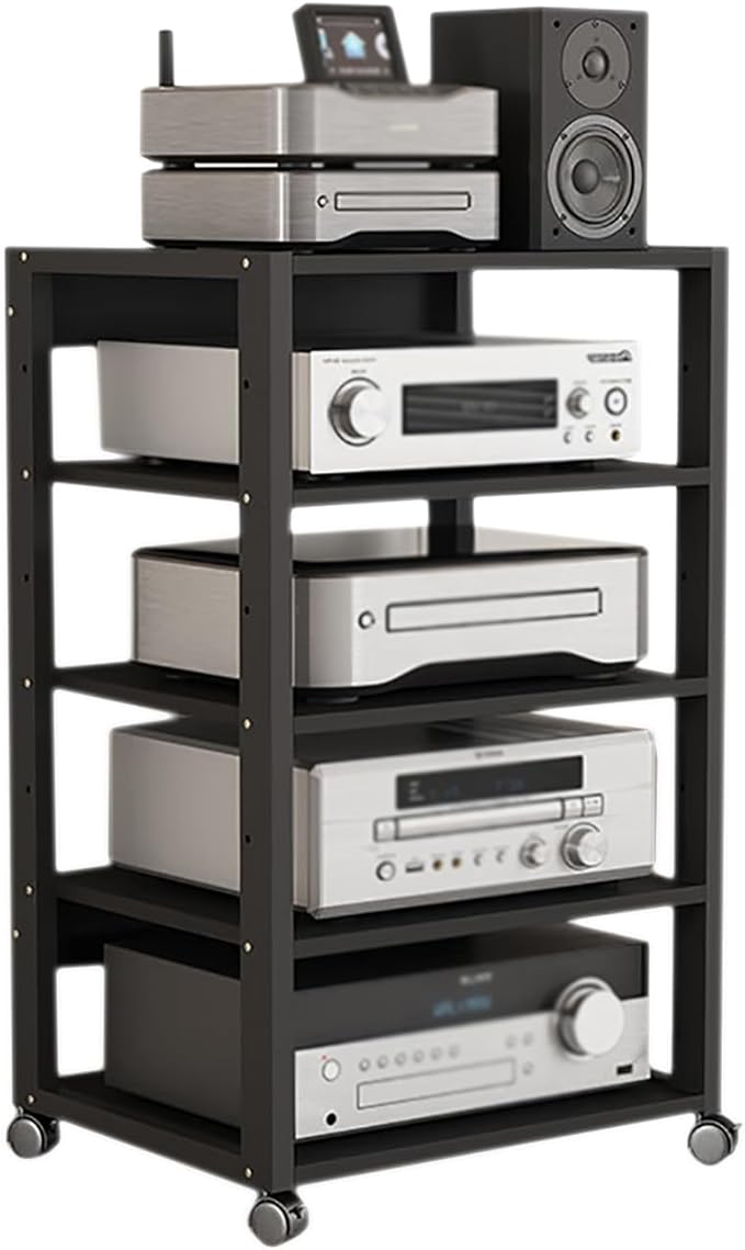 Dernoing 5 Tier Audio Rack Tower, CD Record Player Stereo Receiver AV Equipment - Image 8