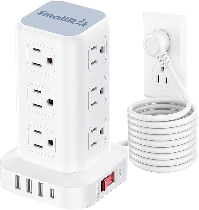 PD20W Power Strip Tower Surge Protector, 16.5FT Extension Cord, Power Strip by SMALLRT