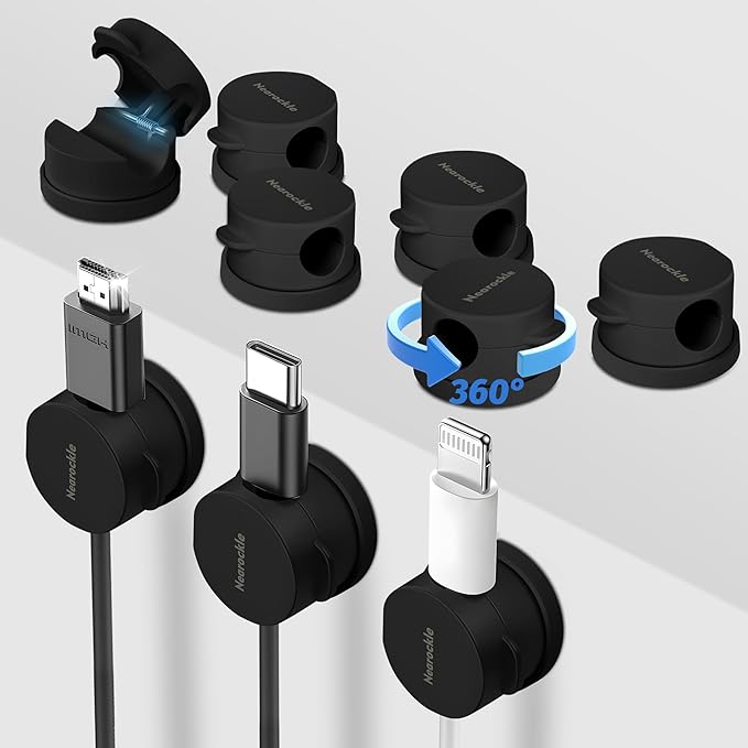 9 Pack Spring Cord Organizer Cable Clips, 2025 Latest Nearockle Phone Charging by ELECTRONICSORGANIZATION