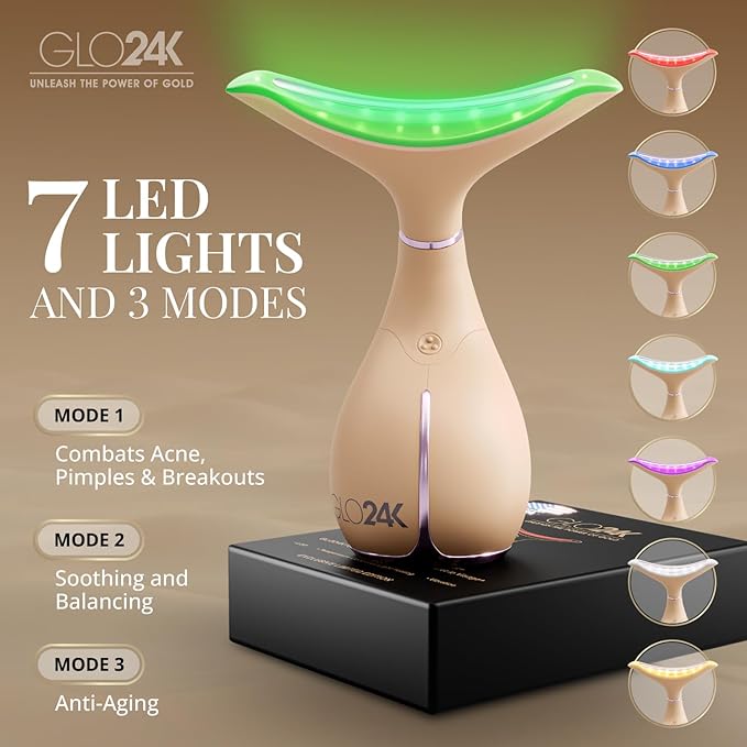 GLO24K 7 Color Beauty Device – Triple LED Action & Vibration Technology Facial - Image 3