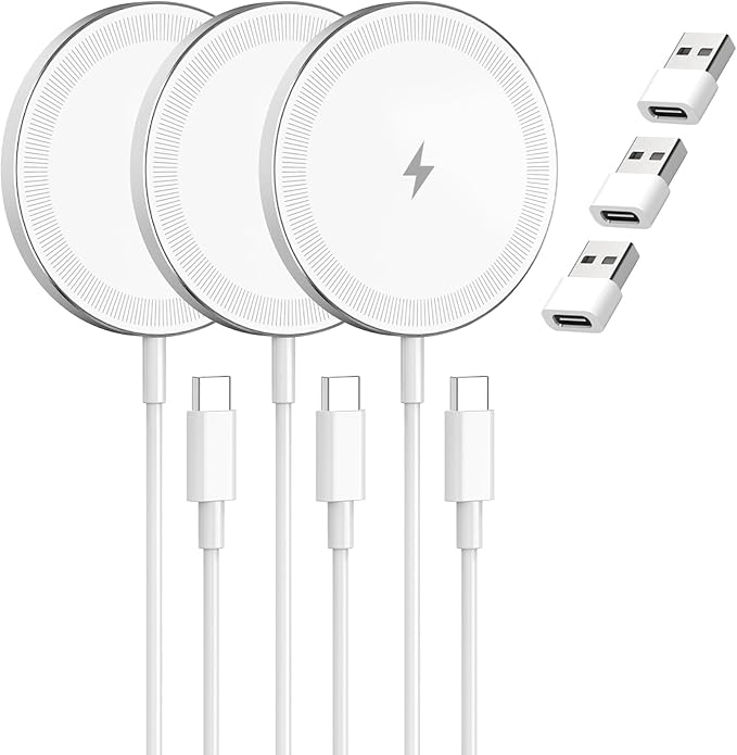 3Pack Magnetic Wireless Charging Pad: 15W Fast Qi Wireless Charger by SMILESTATION