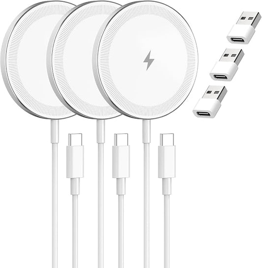 3Pack Magnetic Wireless Charging Pad: 15W Fast Qi Wireless Charger by SMILESTATION