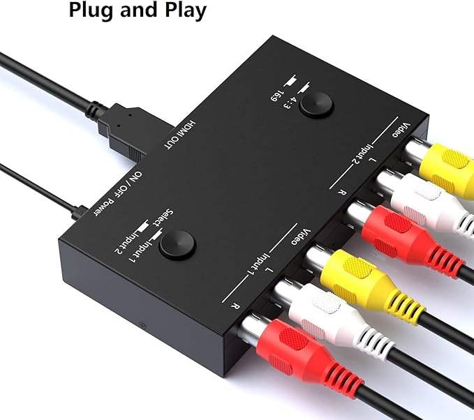 Azduou 2 AV to HDMI, 1080P/720P TV 2 Way RCA Composite CVBS AV Switch to HDMI - Image 5