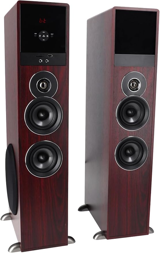 Rockville TM80C Powered Home Theater Tower Speaker System, Cherry Wood - Image 7