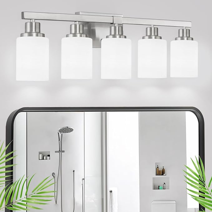 DIKAIDA 5-Light Bathroom Light Fixtures, Modern Bathroom Wall Lights Over Mirror by DIKAIDALights