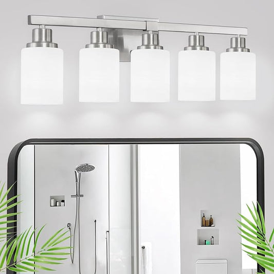 DIKAIDA 5-Light Bathroom Light Fixtures, Modern Bathroom Wall Lights Over Mirror by DIKAIDALights
