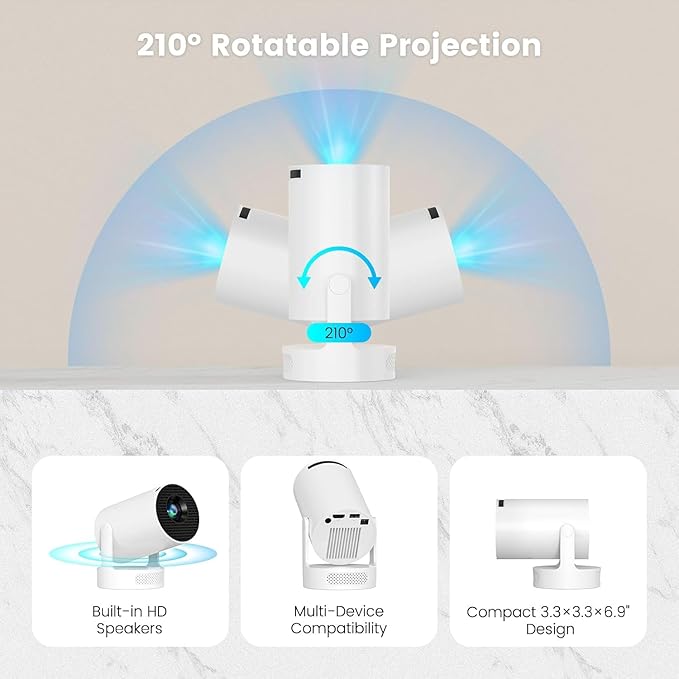 Mini Portable Projector with Wifi6 and Bluetooth, 4K Projector Support 5w Sound - Image 4