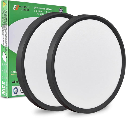 2PK 15.8 Inch Black LED Flush Mount Ceiling Light, 3000K/4000K/6000K CCT