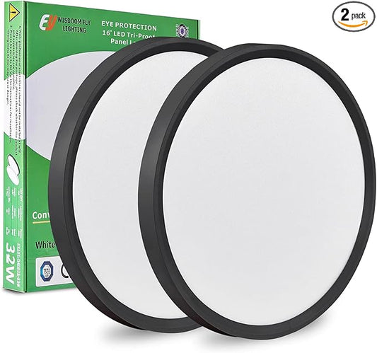 2PK 15.8 Inch Black LED Flush Mount Ceiling Light, 3000K/4000K/6000K CCT by FY+WISDOM+FLY+LIGHTING