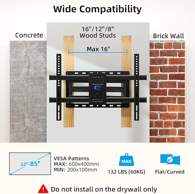 HOME VISION Full Motion TV Wall Mount - Image 2