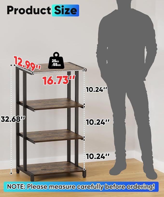 Ardier 4-Tier Wooden Media Stand, AV Media Stand Corner Shelf - Image 2