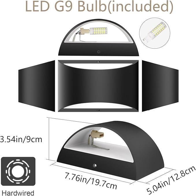 Aipsun Indoor Black Modern LED Wall Sconce Interior Wall Lights Set of 2 - Image 7