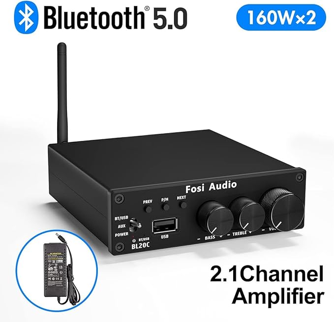 Fosi Audio BL20C Bluetooth 5.0 Stereo Audio Receiver Amplifier 320 Watts 2.1 CH - Image 7