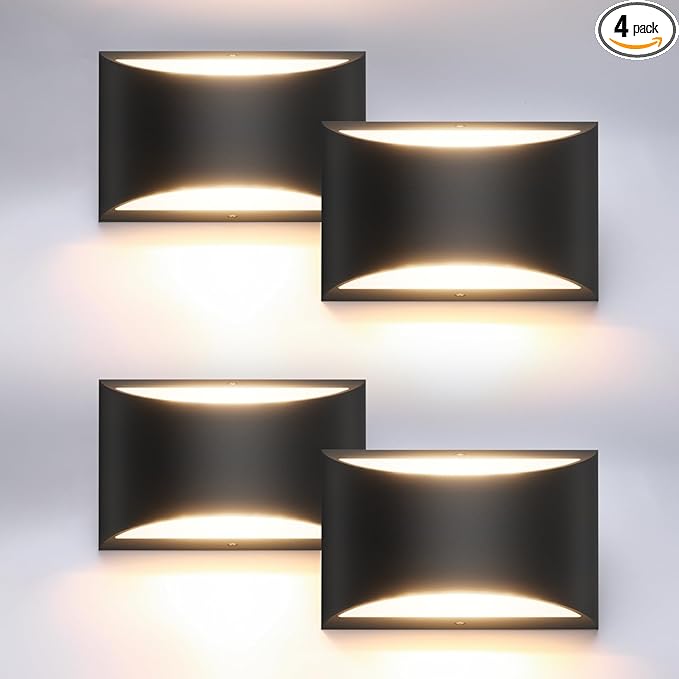 Aipsun 4 Pack Black Modern LED Wall Sconce Hardwired Indoor Wall Lights Up and by Aipsun