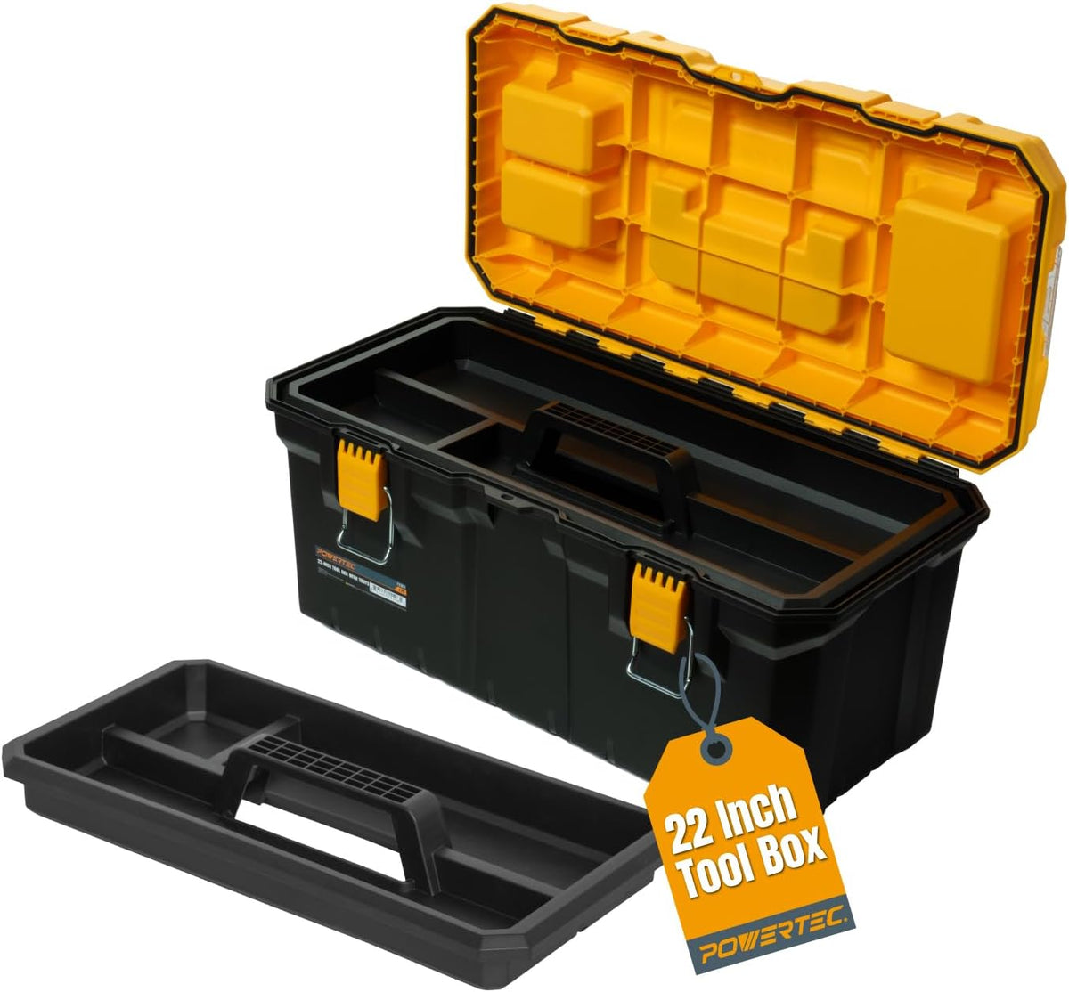 powertec 22-inch tool box with trays - lockable, main product view