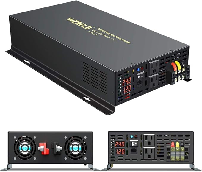 WZRELB 3500W 24VDC 120VAC Pure Sine Wave Power Inverter, 2 AC Outlets, Wired - Image 5