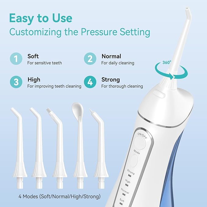 Water Dental Flossers for Teeth, 300ML Cordless Portable Electric Water Flosser - Image 4