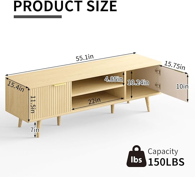 SHGJ&SOFT Storable TV Stand 65 Inch, Mid Century Modern TV Console Two Cabinet - Image 2