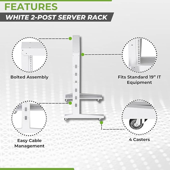 NavePoint 22U 2 Post Rack Open Frame Server Rack - Image 3