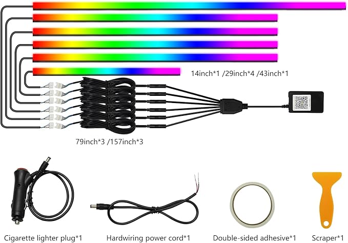 WEBUPAR Dreamcolor 6 in 1 Car LED Strip Lights - Image 5