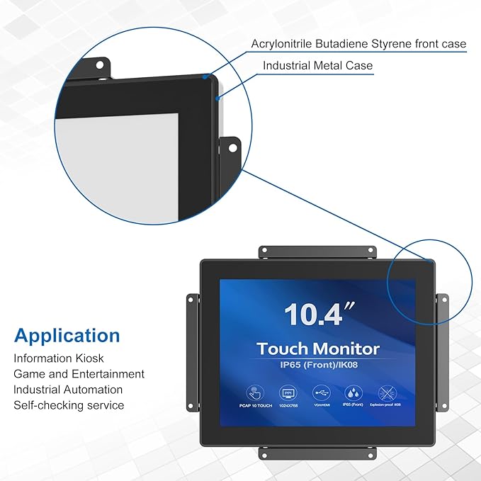 GreenTouch 10.4 inch High Brightness 1000 Nits Front Waterproof Industrial Open - Image 5