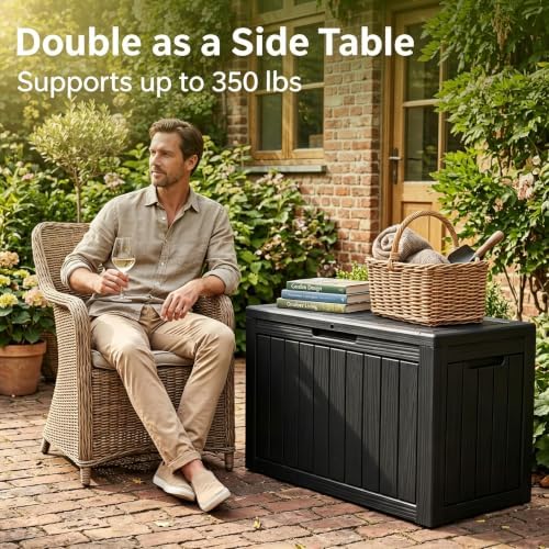 55 gal outdoor storage box waterproof lockable deck, close-up detail