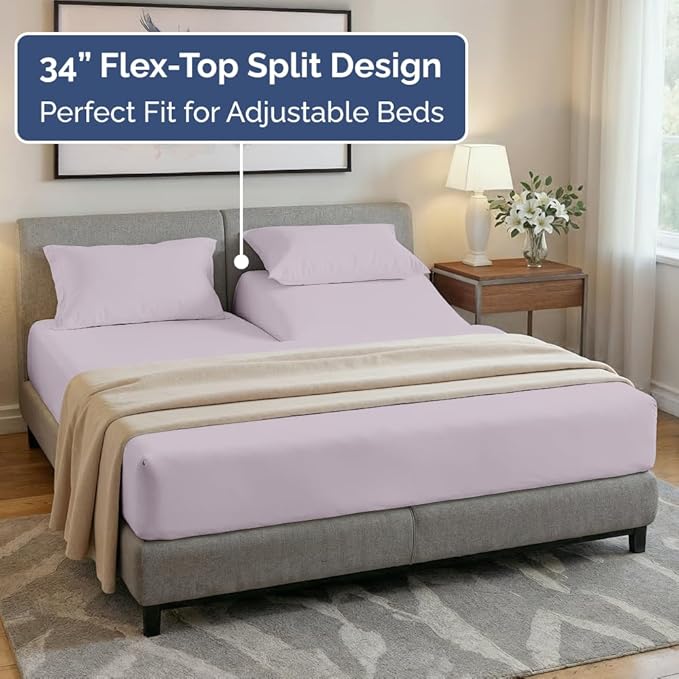 Split Head King Sheet Set – 4 Piece Flex Split Top King Sheets - Image 4
