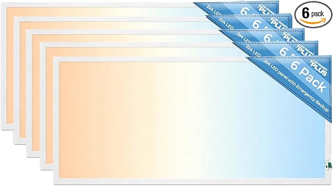 2X4 LED Flat Panel Light with Emergency Battery Backup, 50W 3000K/4000K/5000K by LED+ENERGY+PLUS