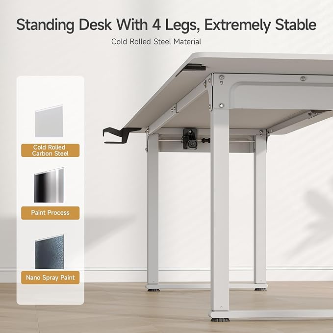 ONBRILL Standing Desk, 63x30 Inches Rectangle Stand Up Desk - Image 8