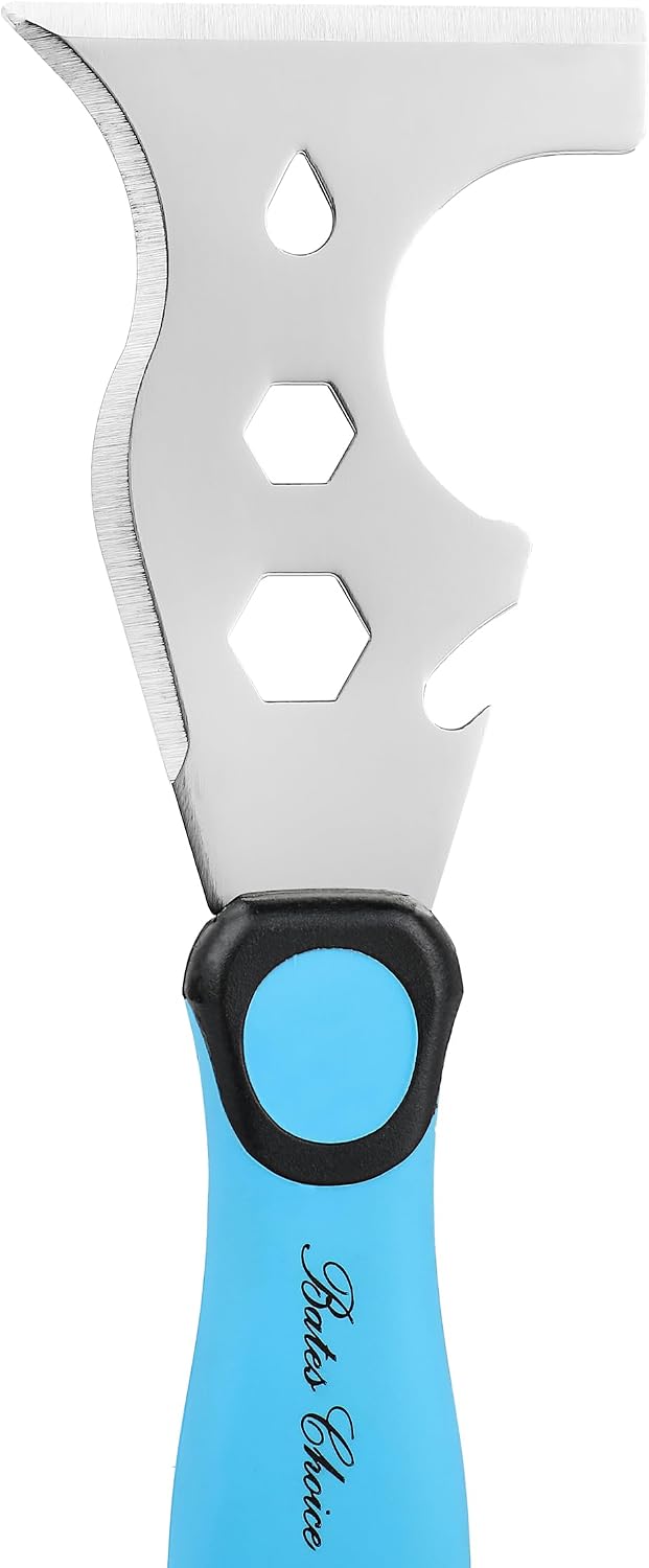 Bates- Paint Scraper, 13 in 1, Painters Tool, Rubber Handle, Paint Scrapers for Wood with Metal Hammer End, Painters Tool, Painters Knife, Paint Scraper for Painting, Putty Knife, Metal Scraper