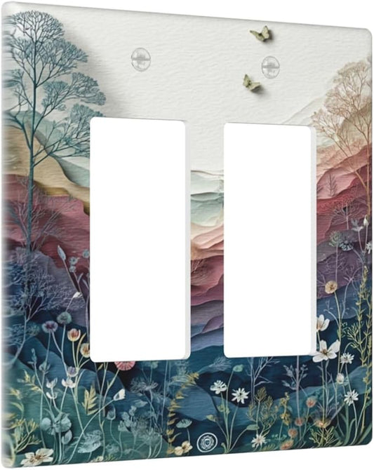 Bvtewkhz Wildflowers Rustic Flowers Floral Plants 2 Gang Double Rocker Wall by Unknown