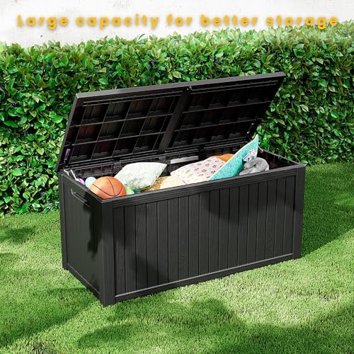 outdoor storage box waterproof, 200 gallon lockable resin, view 9