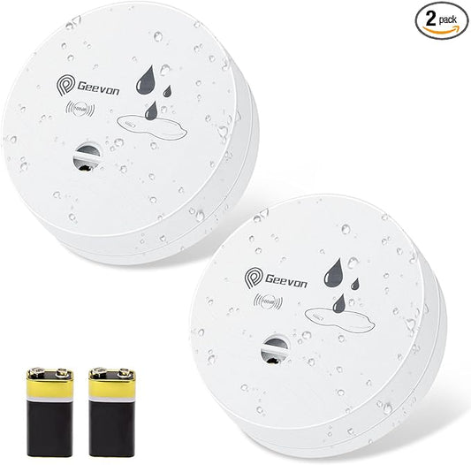 Geevon 2 Pack Water Leak Detectors, 100dB Water Sensor Alarms Flood Detector by GEEVON