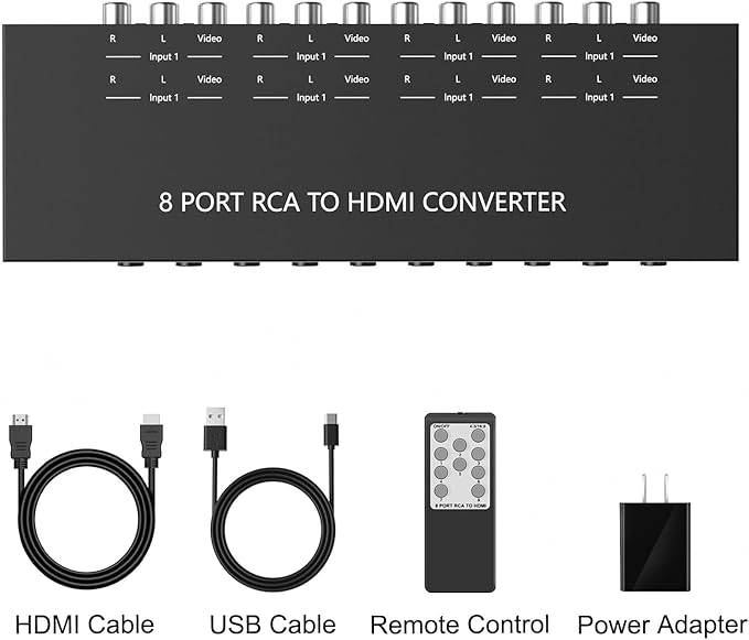 8 Port RCA to HDMI Converter 1080P/720P RCA Composite CVBS AV Switch to HDMI - Image 8