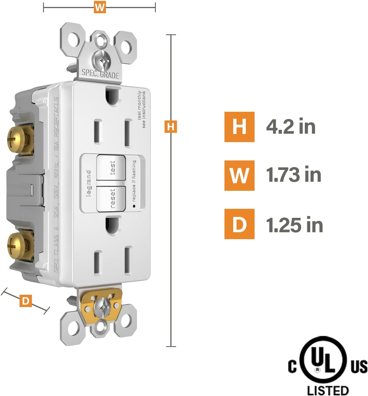 Legrand radiant 15 Amp GFCI Decorator Duplex Outlet White 3 Pack
