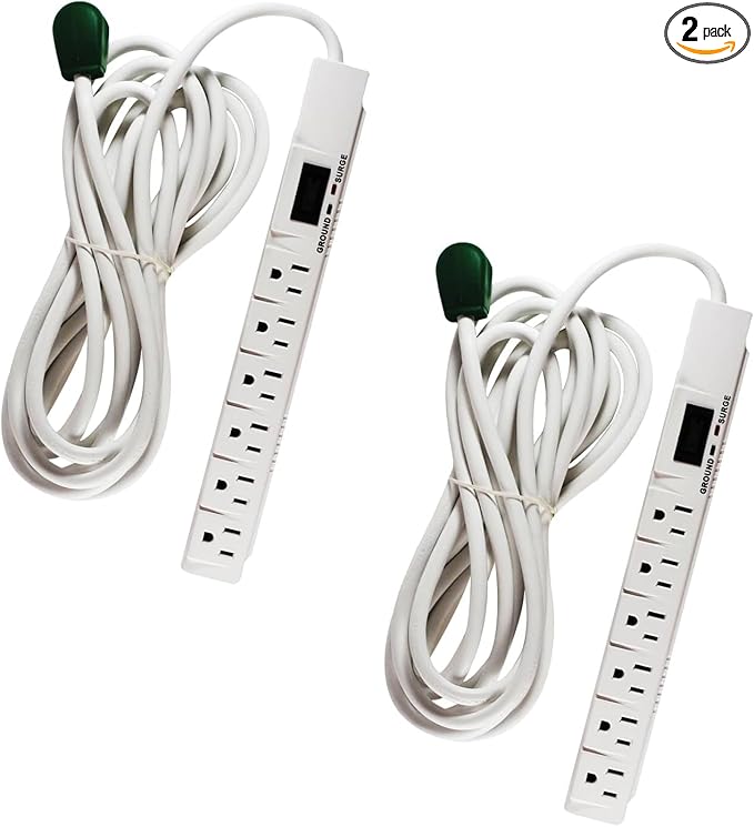 GoGreen Power Inc. 6 Outlet Surge Protector, 15FT Cord, 2 Pack by Unknown