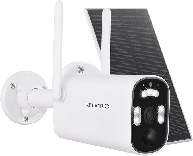 xmartO 100% Wire-Free Solar PTZ Home Security Camera System Wireless, 4-Set 2K by xmartO