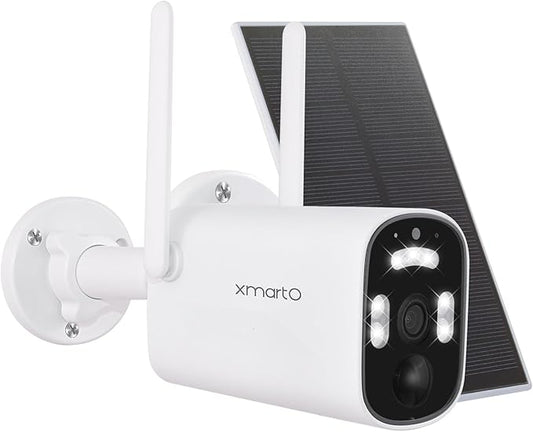 xmartO 100% Wire-Free Solar PTZ Home Security Camera System Wireless, 4-Set 2K by xmartO
