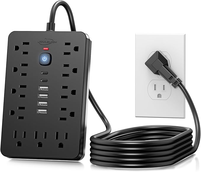 JouleLoom 6 FT Flat Plug Surge Protector Power Strip, 11 Multiple AC Outlets by JouleLoom