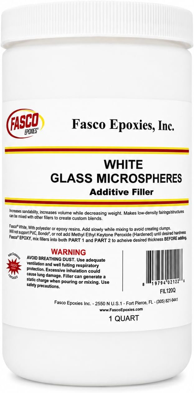 White Glass Microspheres - Filler for Epoxy and Polyester Resin - Quart Tub