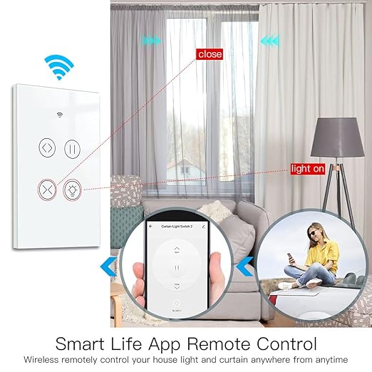 MOES 2.4GHz WiFi RF Smart Curtain Light Touch Switch Glass Panel Backlight - Image 5
