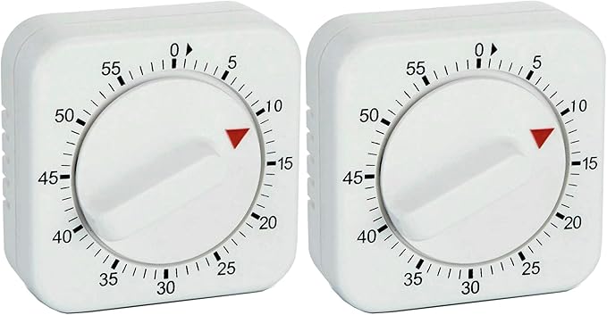Square 60 Minute Mechanical Kitchen Timer, Manual Countdown Timer by NUOSWEK