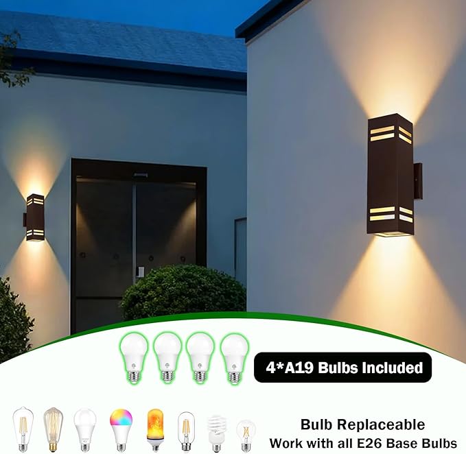iYogaled Dusk to Dawn Outdoor Wall Light, Porch Lights Wall Mount 2 Pack - Image 5