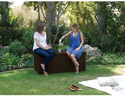 keter brightwood waterproof outdoor storage deck box, 120, view 9