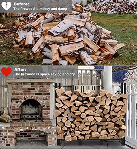 4ft firewood rack outdoor adjustable heavy duty wood showing dimensions