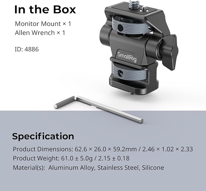 SmallRig Adjustable Camera Monitor Mount, 360° Swivel and 180° Tilt Monitor - Image 8