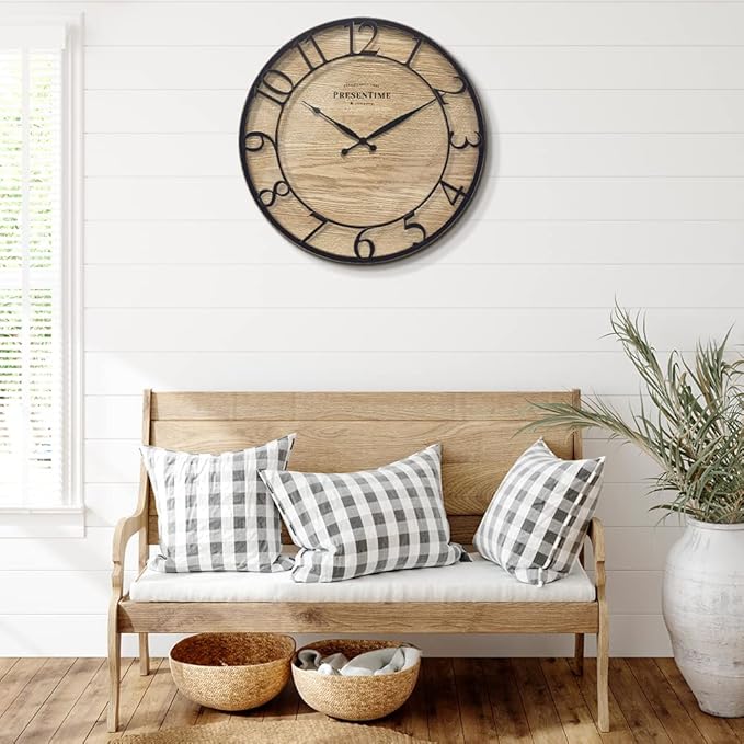 Presentime & Co 21" Farmhouse Series Wall Clock, Cottage Style, Vintage Design - Image 6