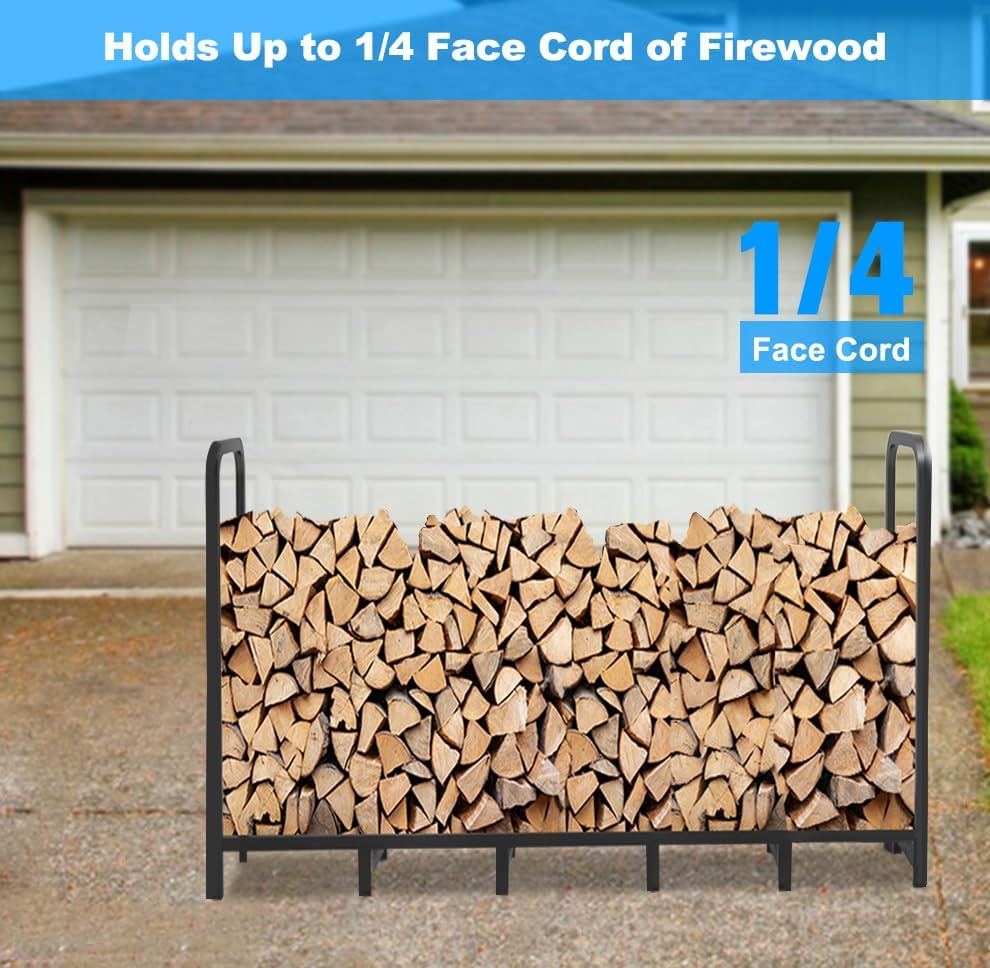 6.7ft firewood rack holder, adjustable heavy duty fire, close-up detail