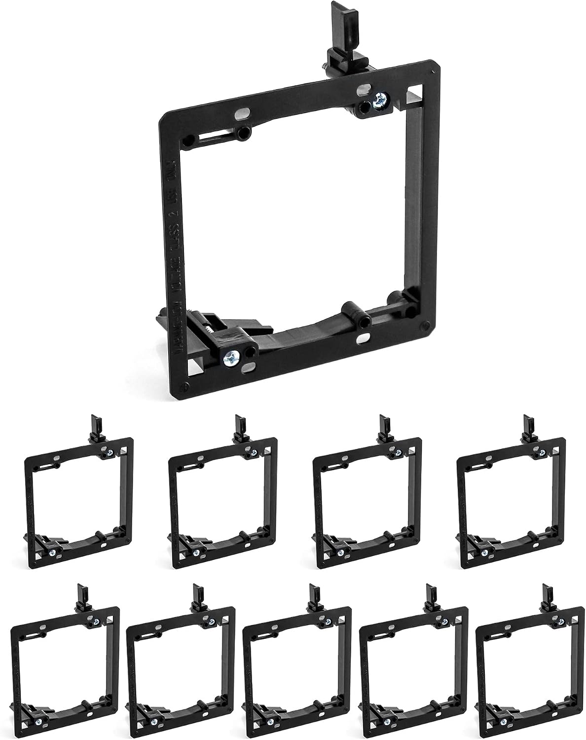 QWORK Low Voltage Mounting Bracket, 10 Pack 2 Gang Dual Gang Drywall Mounting Wall Plate Bracket, Flush Installation of Wall Panels, with Mounting Screws