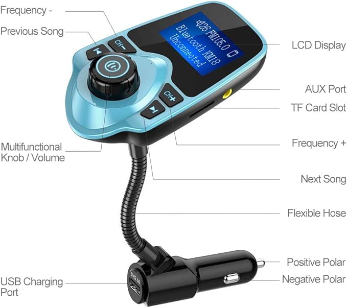 Nulaxy Bluetooth Car FM Transmitter Audio Adapter Receiver Wireless Hands-Free - Image 4